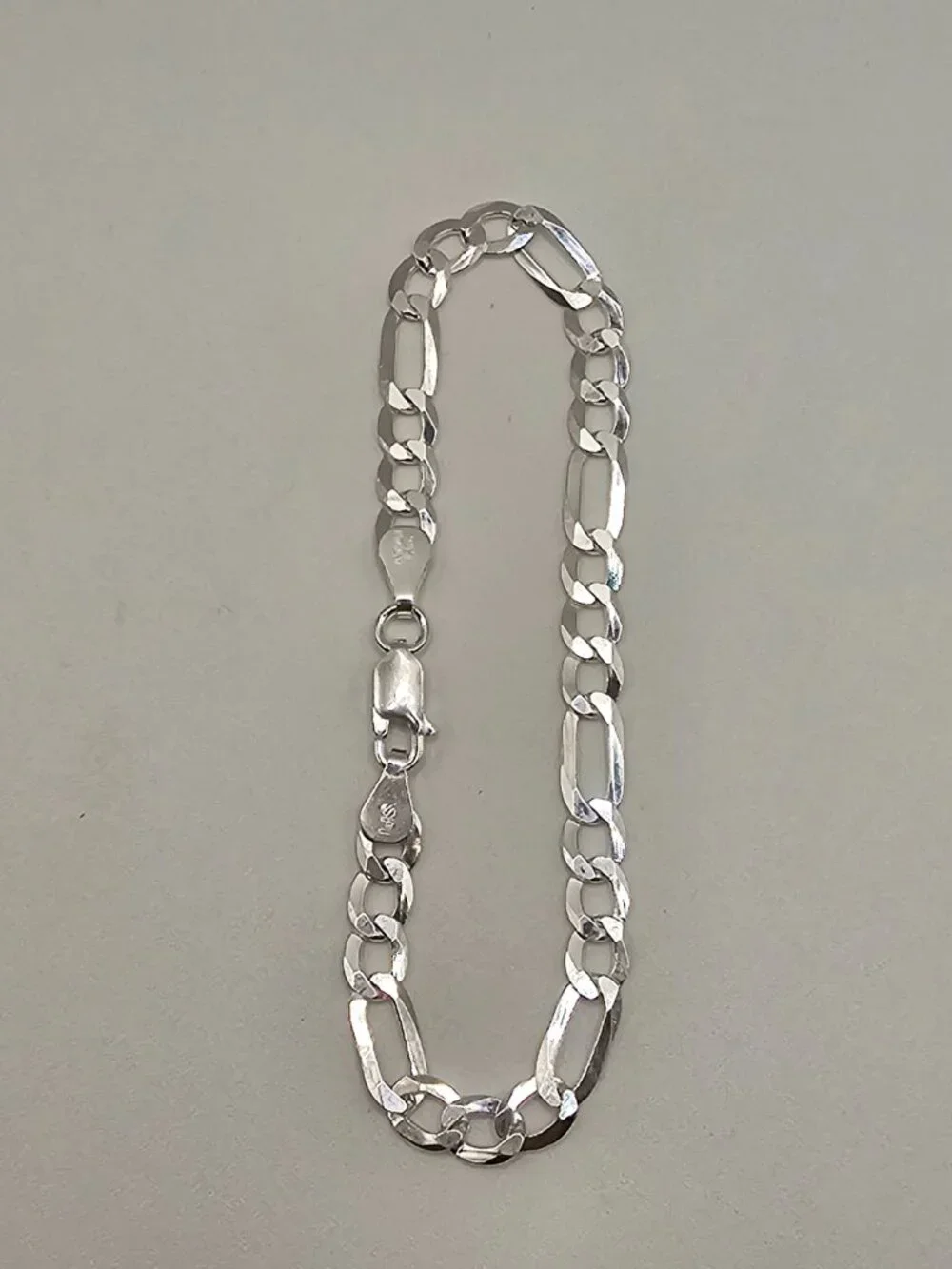 Sterling Silver 925 High Polished Figaro Bracelet 5.6mm 7 inches